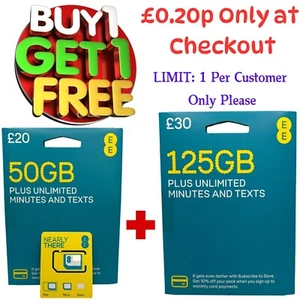 20p Only 2x EE SIM CARD Pay As You Go PAYG Standard Micro Nano Size NEW 4G DATA - Picture 1 of 8