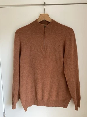 Jersey WoolOvers 1/4 Cremallera Para Hombre Medio Quemado Naranja Cuarto Cremallera Merino Cachemira Foto 1 de 4