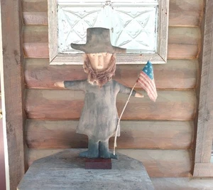 Prim Abraham Lincoln Flagge 28 Zoll patriotische primitive Americana stehende Puppe - Bild 1 von 17