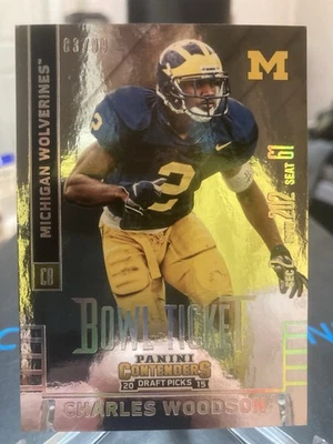 Contenders Draft Picks 2015 Charles Woodson/99 Silver Holo Prizm Michigan Salón de la fama Foto 1 de 2