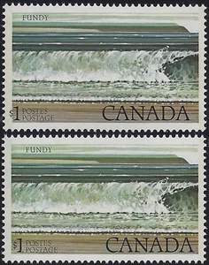 Canada #726 $1 Errore / EFO Cambio Colore "Fundy" Come Nuovo NH (Stk2) - Foto 1 di 1