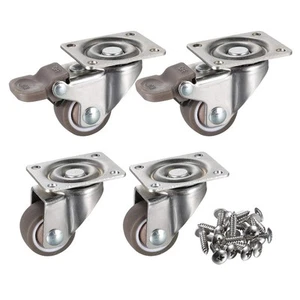 4 Pack 1 Low Profile Casters Wheels Soft Rubber Swivel Caster with 360 Degree - Picture 1 of 8
