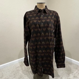 WOOLRICH Flannel Shirt Heavy Brown Southwestern Aztec Long Sleeve Mens Size XL - Picture 1 of 19