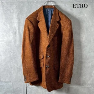 ETRO Wool Tweed Tailored Jacket Brown Size 50 From Japan - Picture 1 of 24
