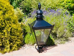 Black Victorian Garden Street Post Lamp 90cm Vintage Lantern Top Metal Light - Picture 1 of 4