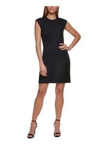 DKNY Womens Black Keyhole Back Sleeveless Crew Neck Short Party Sheath Dress 8 - Picture 1 of 11