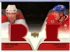 2003-04 Upper Deck Rookie Update #155 Chris Higgins RC /Saku Koivu JERSEY /999