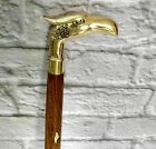 Antique Vintage eagle Walking Cane Wooden Stick golden Brass Handle working gift
