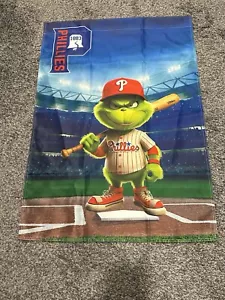 MLB Philadelphia Phillies Lil Grinch Garden Flag 2 Sided Premium Yard Flag. - Picture 1 of 2