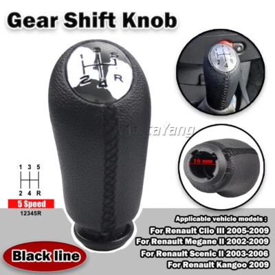 For Renault Clio III 2005-2009/Megane II 2002 2003-2009 Gear Shift Knob 5 Speed - Image 1 of 4