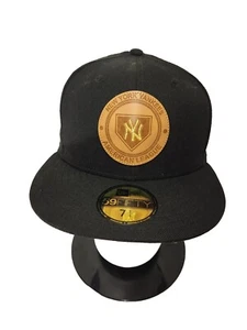 New Era New York Yankees 59FIFTY Sombrero Negro Cuero Parche Gorra 7 1/4 De Colección MLB   - Imagen 1 de 5