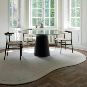 Shaped Kidney Shaped Hand Tufted oval Rug ivory Off White Solid Area Rug - Picture 1 of 4