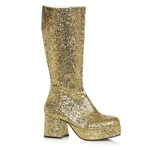 Dorado Brillo Años 60 Disco Bailarín Proxeneta Papá Plataforma David Bowie Disfraz Hombres Botas - Imagen 1 de 3