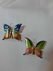 Vintage Emaille 2 Schmetterling Anstecknadel Broschen Made in Korea bunt  - Bild 1 von 5
