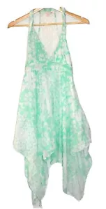 Top donna GUESS verde bianco Halter taglia 0 dettaglio pizzo impero boho chic ciao lo - Foto 1 di 12