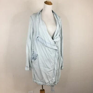 Giacca lunga SILENCE+NOISE Urban Outfitters donna tg large blu chiaro asim zip - Foto 1 di 18