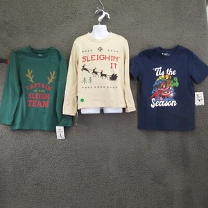 3-Pack Boys Shirts Marvel  Heros & Holiday Tees Size 6 Cream/Navy/Green #4267 - Picture 1 of 22