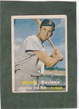 *1957 TOPPS #92 MICKEY VERNON, RED SOX fine card
