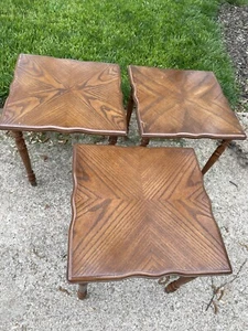 Set of 3 Vintage Wood Square Side Tables Stacking - Picture 1 of 10