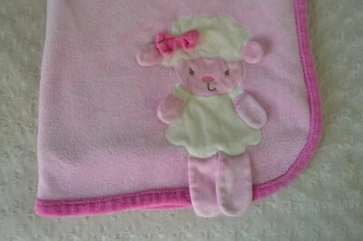 Manta bebé Bean Sprout cordero oveja rosa blanco lazo felpa seguridad Lovey Foto 1 de 4