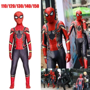 Men Kids Boys Party Fancy Dress Avengers Iron Spiderman Cosplay Costume Jumpsuit - Picture 1 of 21