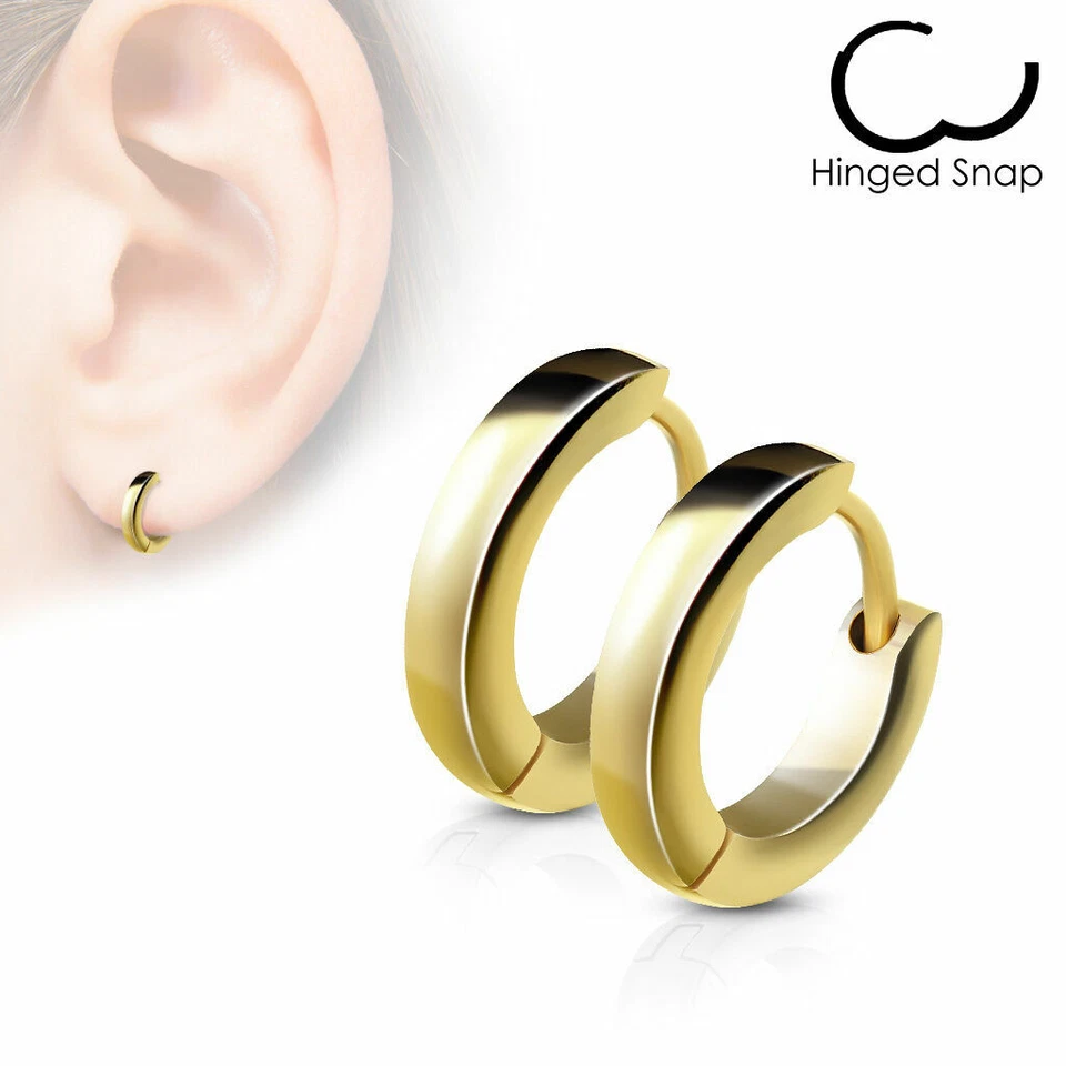 Stainless Steel Small Dome Hoop Huggie Earrings Pair 2.5 mm Wide 20 GA Men Women - Image 1 of 1