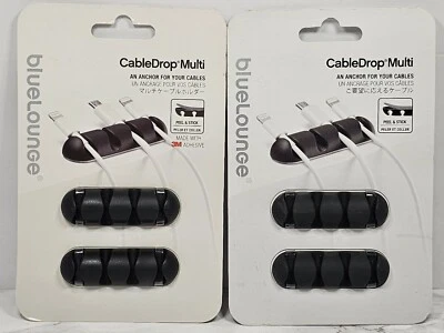 2 BLUELOUNGE CABLEDROP MULTI CELL PHONE USB CABLE ANCHOR PEEL STICK PACK OF 2 - Image 1 of 4