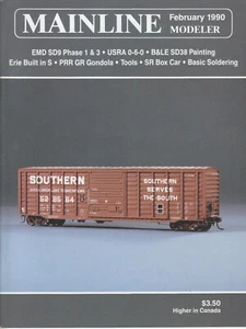 MAINLINE MODELER 2/90 SD9, USRA 0-6-0, PRR, ERIE-BUILT, PULLMAN, B&LE, NKP BOXCA - Picture 1 of 2