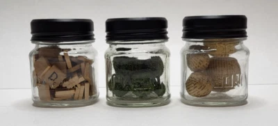 3 Decorative Mason Jars with Filler Book Page Balls Moss Scrabble Letters Rustic — 第 1/4 张图片