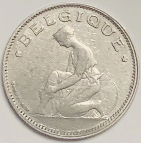 1928 Belgium Franc KM# 89 Circulated Condition Cover