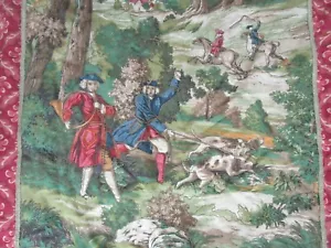 Hunting Tapestry Fox Hunt Colonial America Wall Hanging 32" x 40" Embellished - Picture 1 of 7