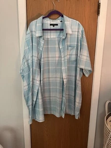 SYNRGY Men's Plaid Button Down Shirt Big & Tall Size 4XL Light Blue White - Picture 1 of 8