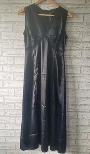 Influence Black Satin Lace Slip Dress Sleeveless Maxi Small Sz 16 (Fit 10) BNWT - Picture 1 of 10