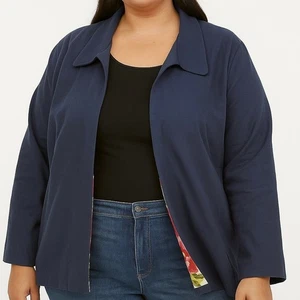 Blazer Frances Valentine Elle in cotone aperto davanti colore blu taglia 1X - Foto 1 di 6