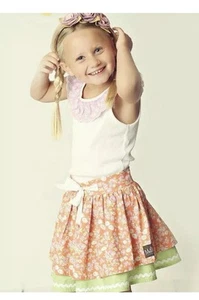 Matilda Jane Layered Retro Valencia Skirt 8 Orange Lime Hello Lovely Floral - Picture 1 of 7