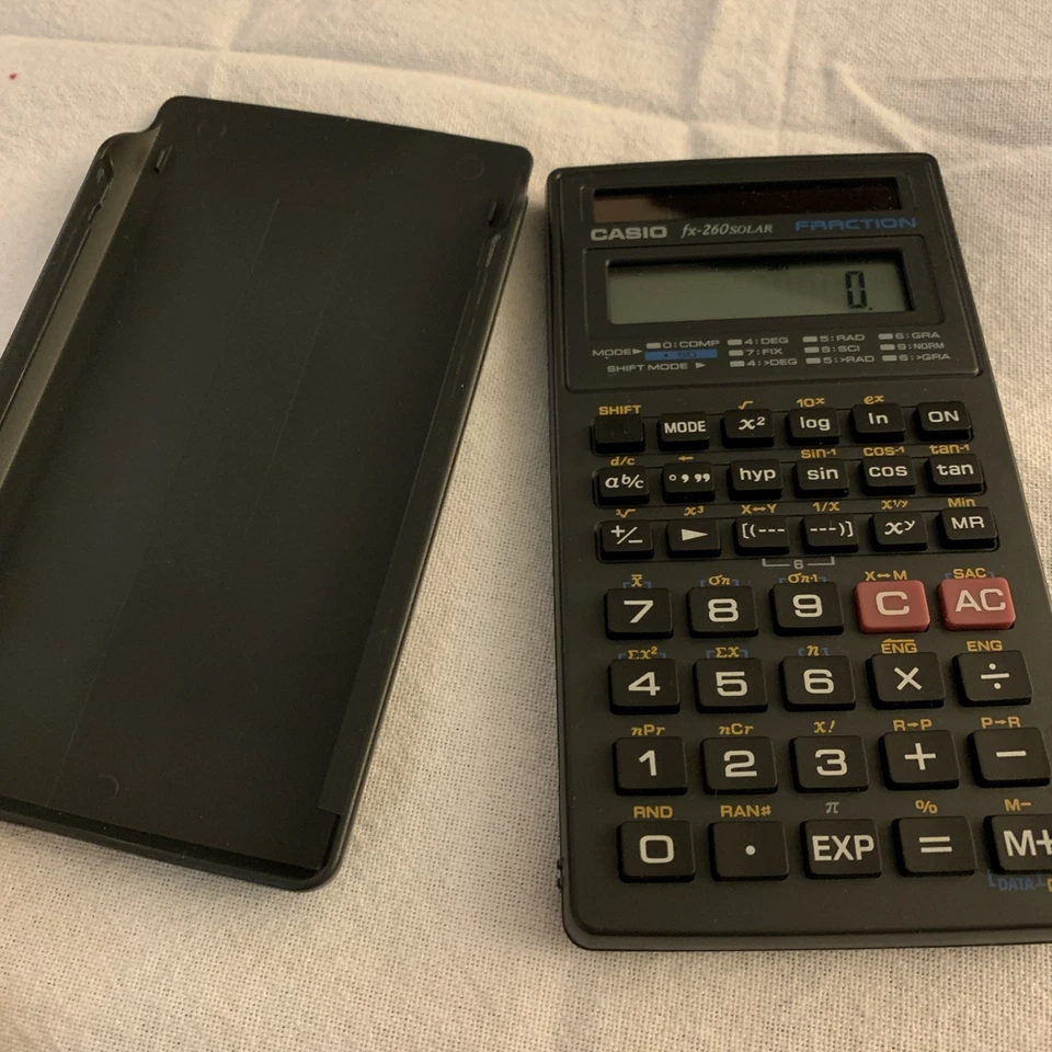 Casio FX260 Solar Fraction Calculator  with slide tested good condition - Image 1 of 4