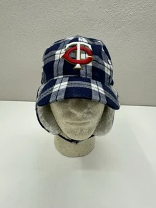Melonwear Trapper Hat Minnesota Twins MLB Pepsi Blue Plaid Lined Winter Cap - Picture 1 of 8