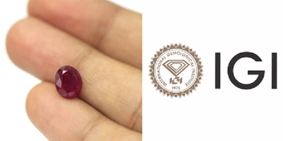 Pinkish Red Color 1.96 Ct Natural Ruby Gemstone IGI Certified Oval Cut 8 x 6 mm - Image 1 of 4