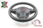 FOR SMART PASSION 09-12 BLACK LEATHER STEERING WHEEL COVER, DARK GREY 2 STIT