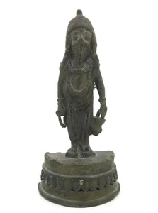 Antique Nepalese Buddhist Bronze Statue 7" Tall x 3-1/8" Wide - Picture 1 of 9