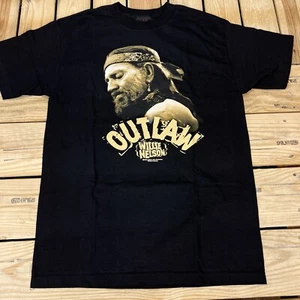 T-shirt vintage Y2K nuova vecchia stock Willie Nelson fuorilegge nera grafica uomo taglia med - Foto 1 di 6