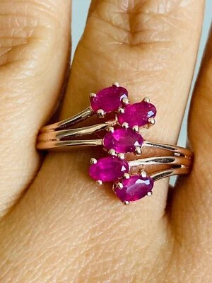 Anillo de plata 925 14kt oro rosa rubí genuino Foto 1 de 4
