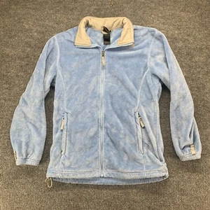 The North Face Jacket Girls XL Blue Gray Fleece Full Zip Pocket Mock Neck Logo - Picture 1 of 18