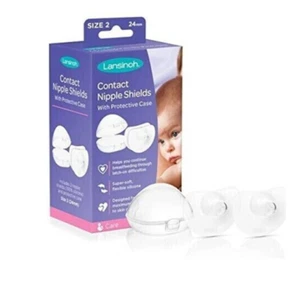 Lansinoh Contact Nipple Shields size 2 24mm 2Pk With Carry Case - Picture 1 of 2