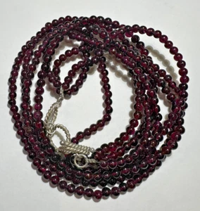 4T Dark Red Rhodolite Garnet Carved Round Beads 76g Choker Vintage Necklace - Picture 1 of 6