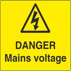WARN189B Danger Mains Voltage 50MMX50MM Health And Safety Warning Sticker Latex - Picture 1 of 1
