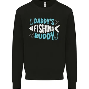 Daddys Fishing Buddy Funny Fisherman Kids Sweatshirt Jumper - Picture 1 of 97