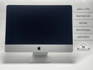 Apple iMac A1418 21.5" 3.6GHz i7-7700, 16GB RAM 512GB NVME SSD Ventura MNE02LL/A - Picture 1 of 9