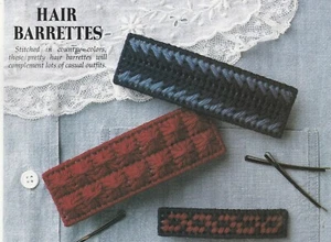 Hair Barrettes - 3 Designs - 7 count plastic canvas- Plastic Canvas Pattern ONLY - Picture 1 of 2