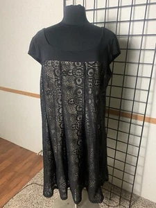 KARIN STEVENS Women Size 18 Cap Sleeve Black Lace and Lined Dress - Picture 1 of 7
